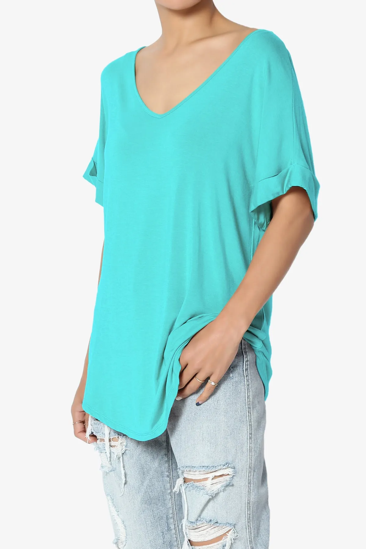 Tracey Wide V-Neck Jersey Top PLUS