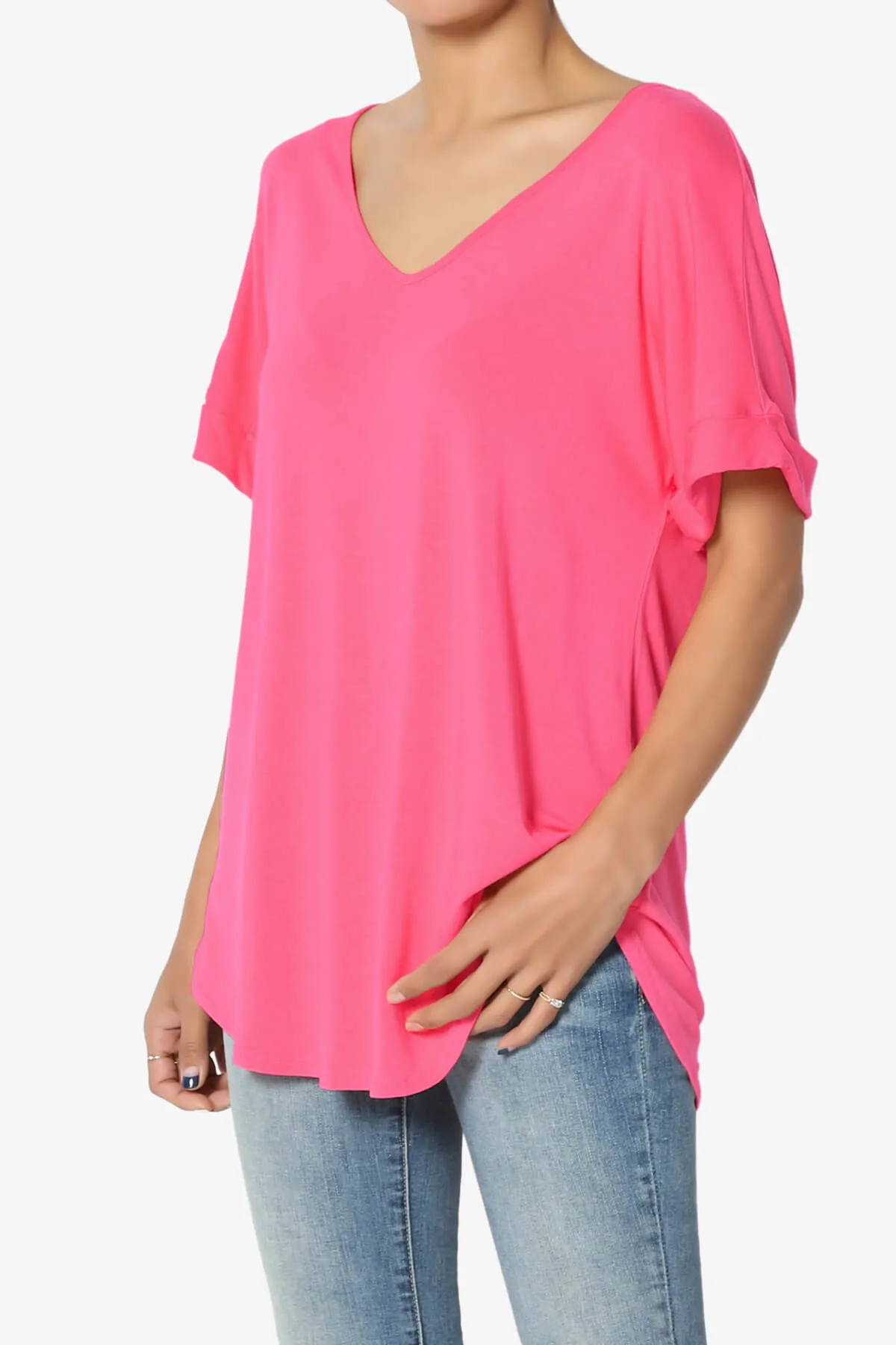 Tracey Wide V-Neck Jersey Top PLUS