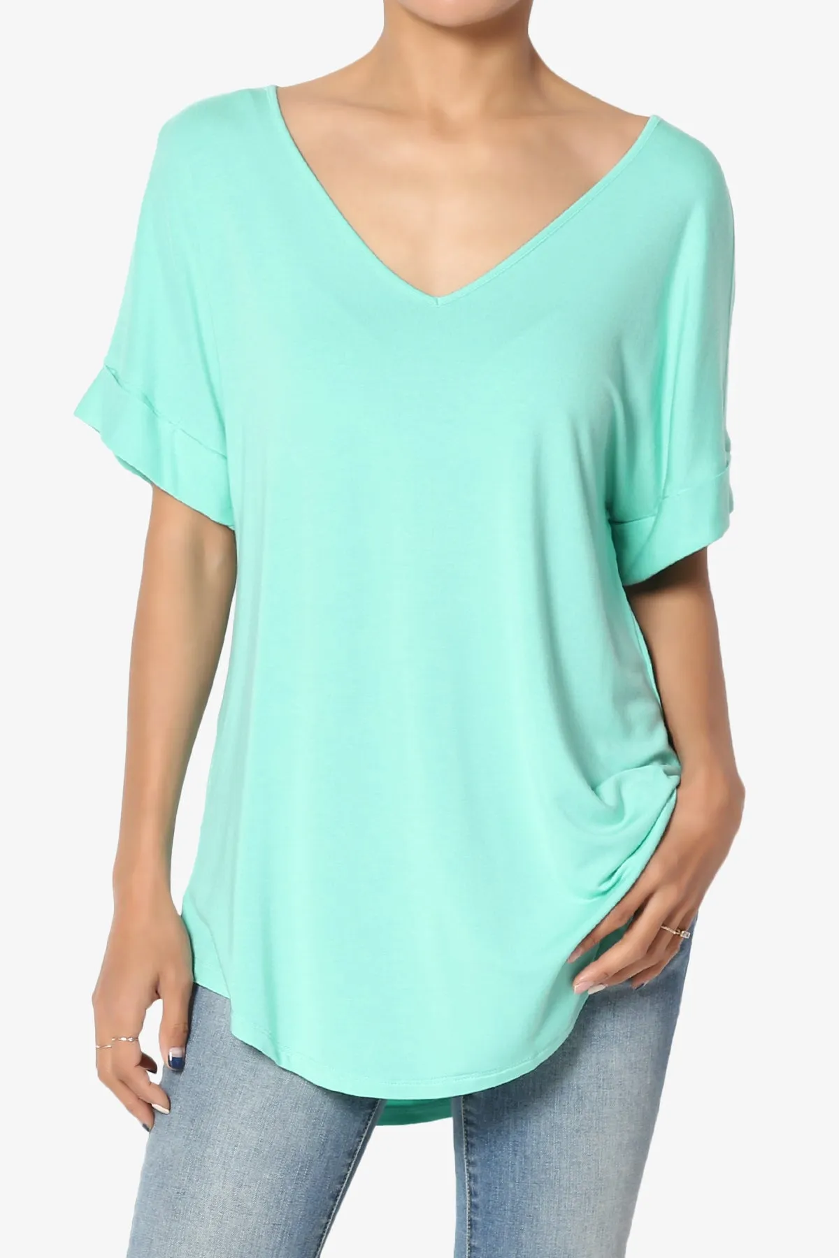 Tracey Wide V-Neck Jersey Top PLUS