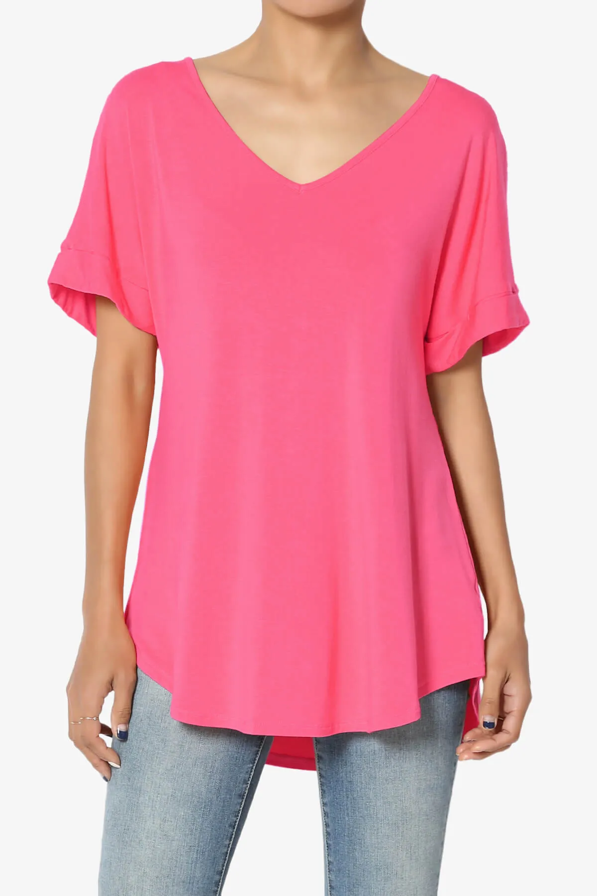 Tracey Wide V-Neck Jersey Top PLUS