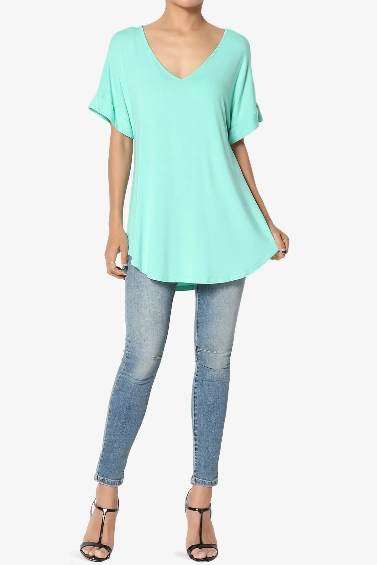 Tracey Wide V-Neck Jersey Top PLUS