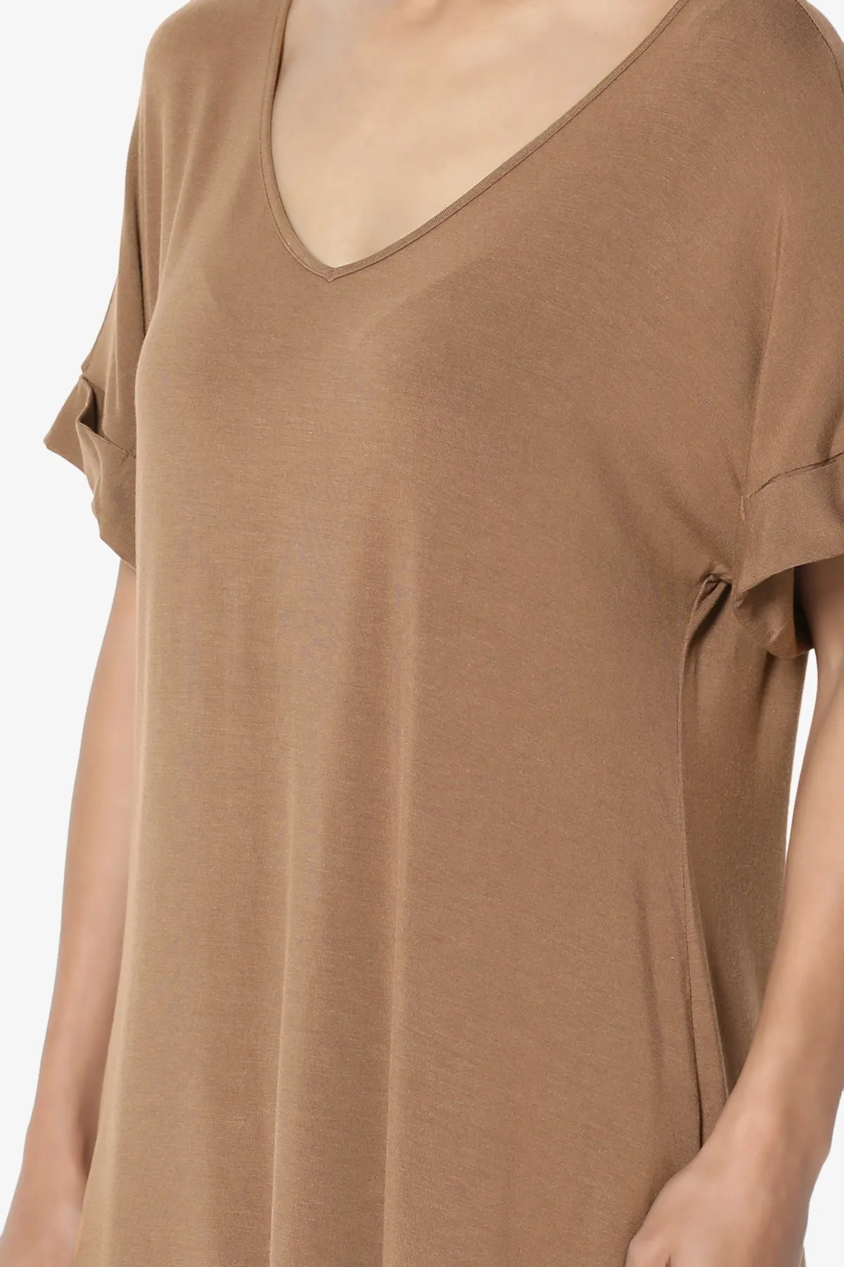 Tracey Wide V-Neck Jersey Top PLUS