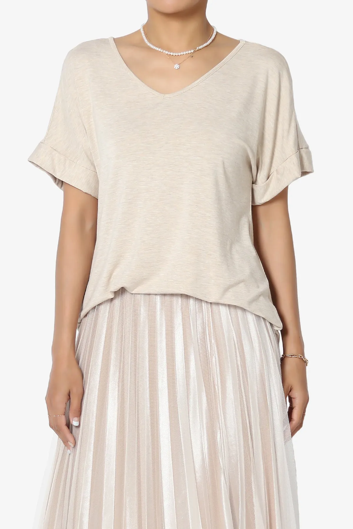Tracey Wide V-Neck Jersey Top PLUS