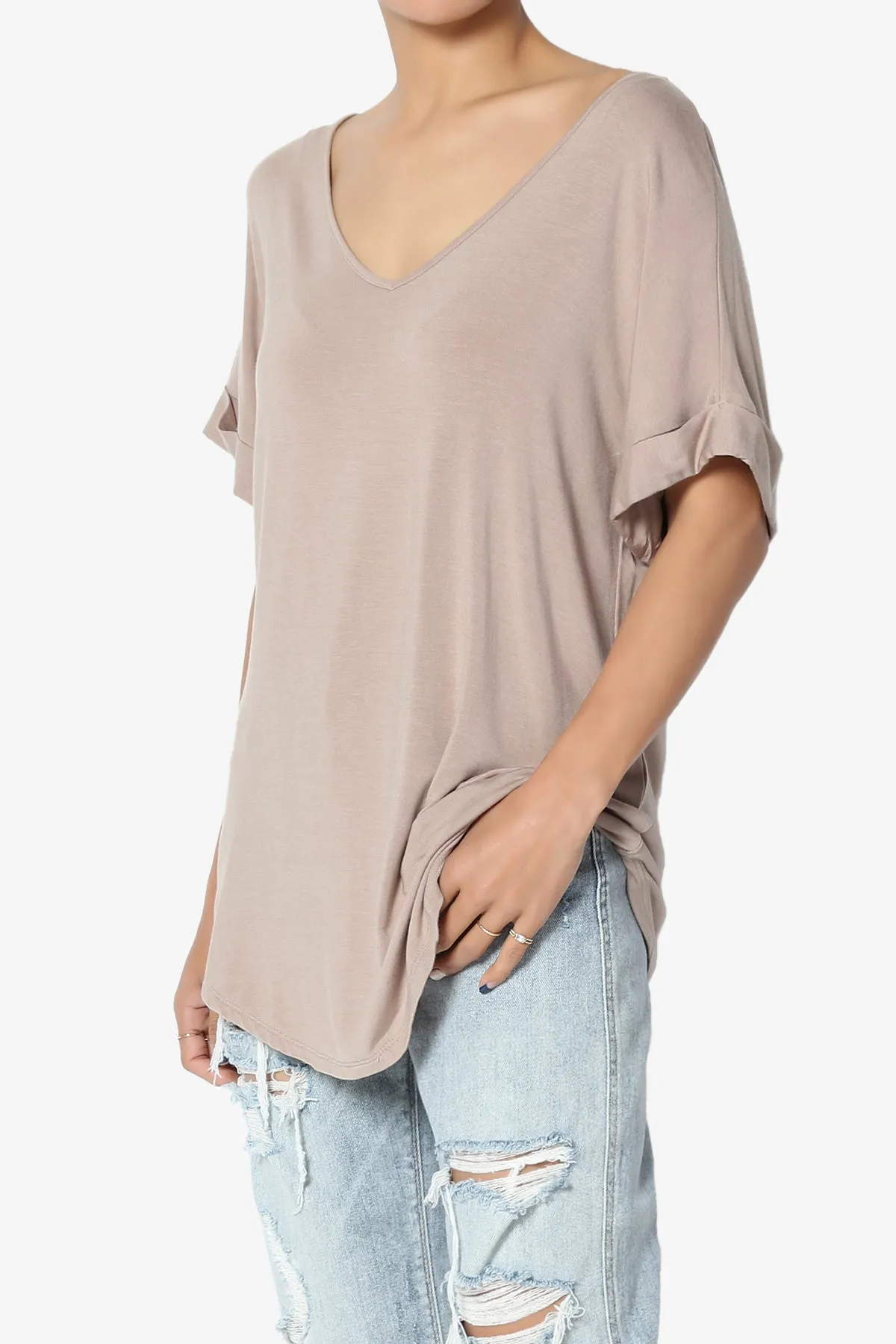 Tracey Wide V-Neck Jersey Top PLUS