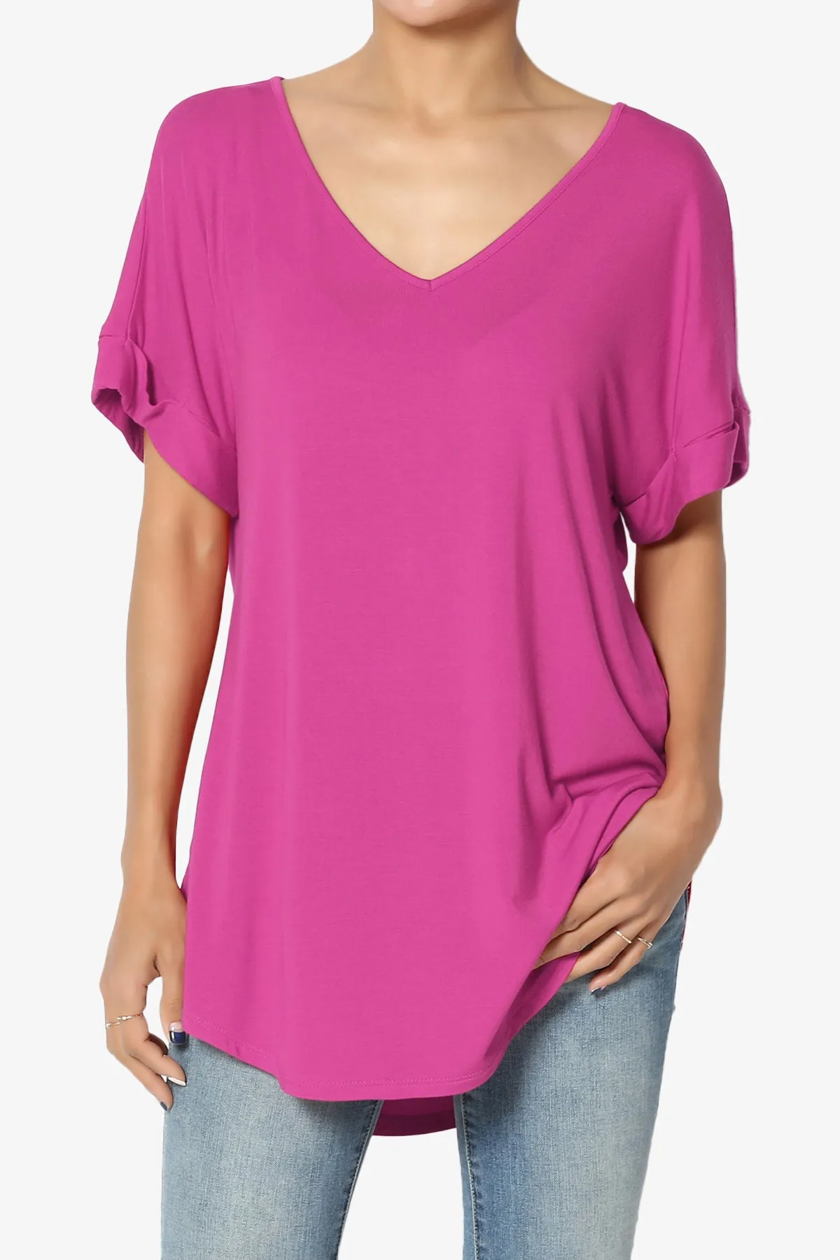 Tracey Wide V-Neck Jersey Top PLUS
