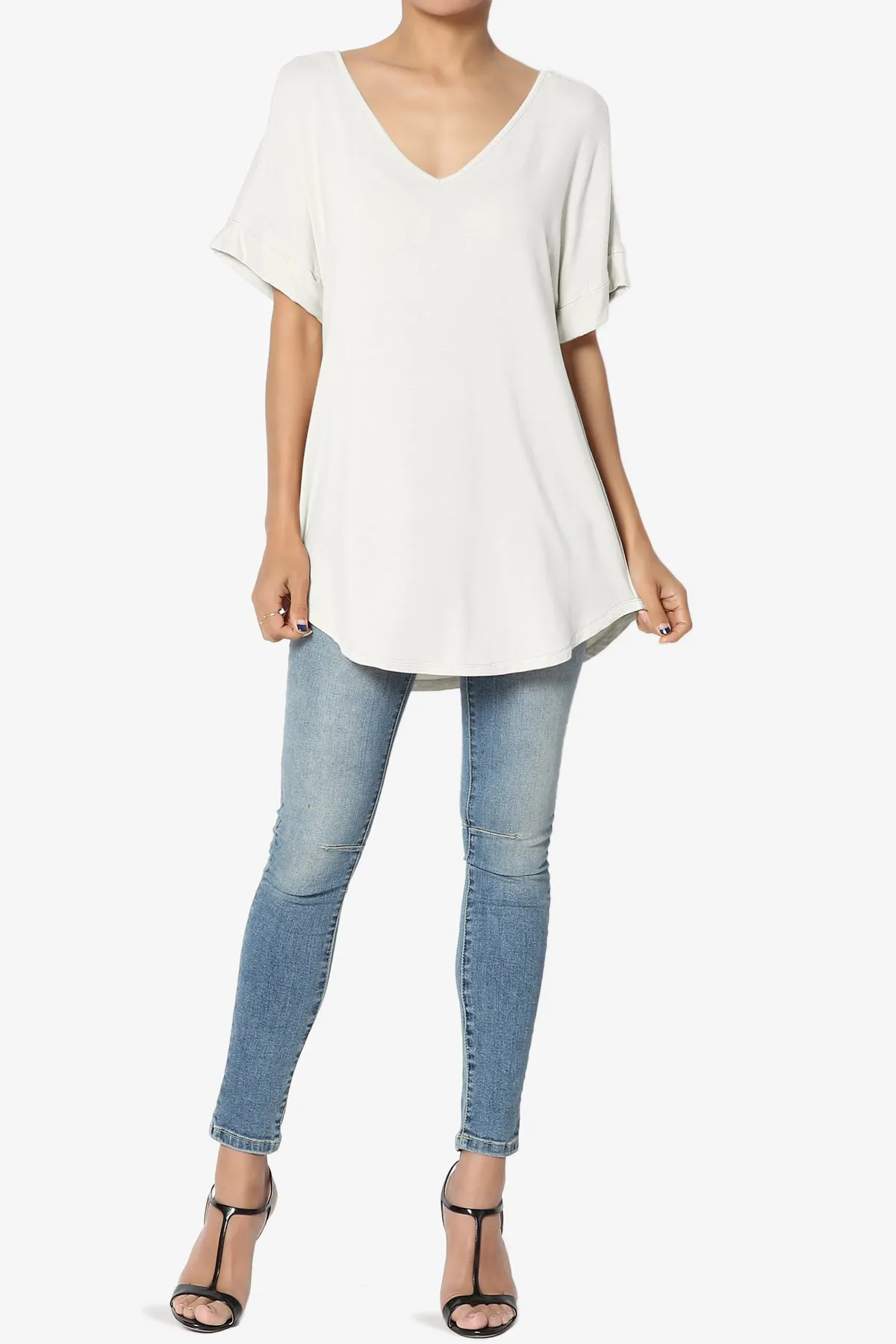 Tracey Wide V-Neck Jersey Top PLUS