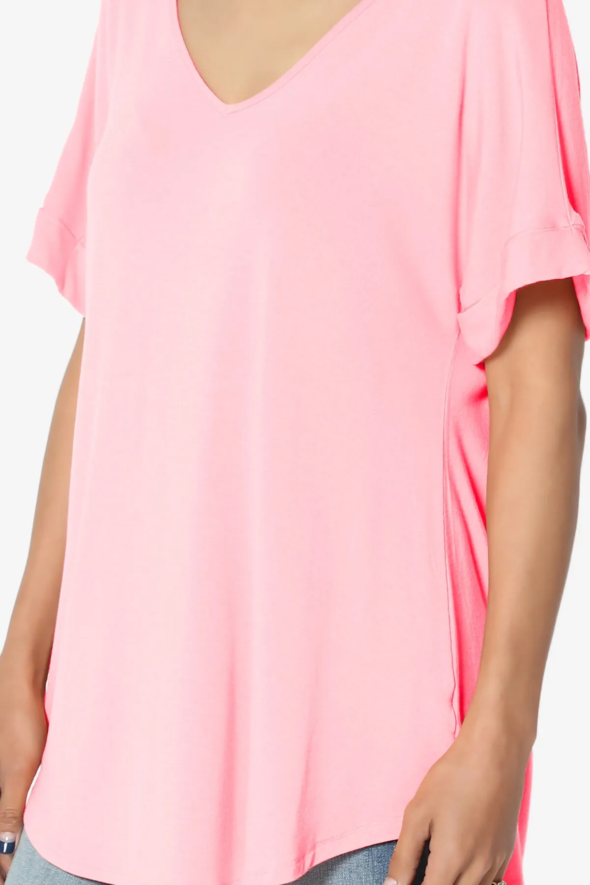 Tracey Wide V-Neck Jersey Top PLUS