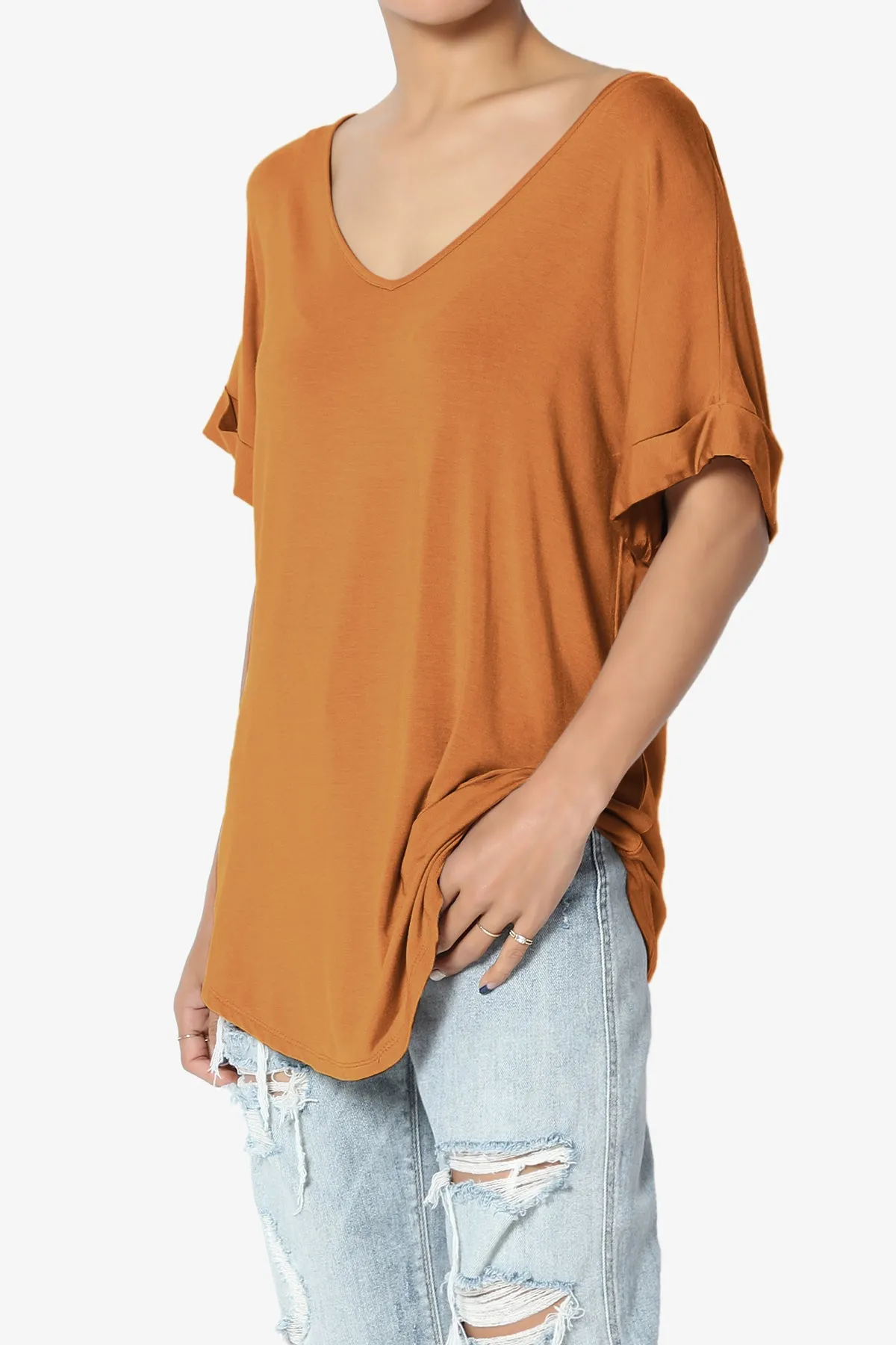 Tracey Wide V-Neck Jersey Top PLUS