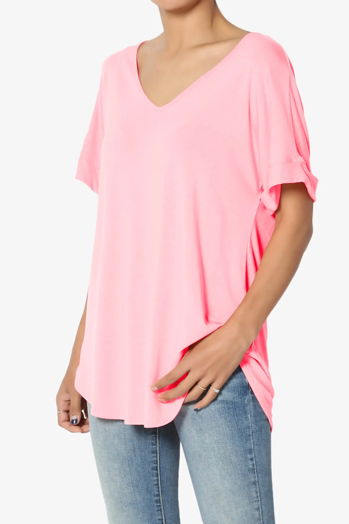 Tracey Wide V-Neck Jersey Top PLUS
