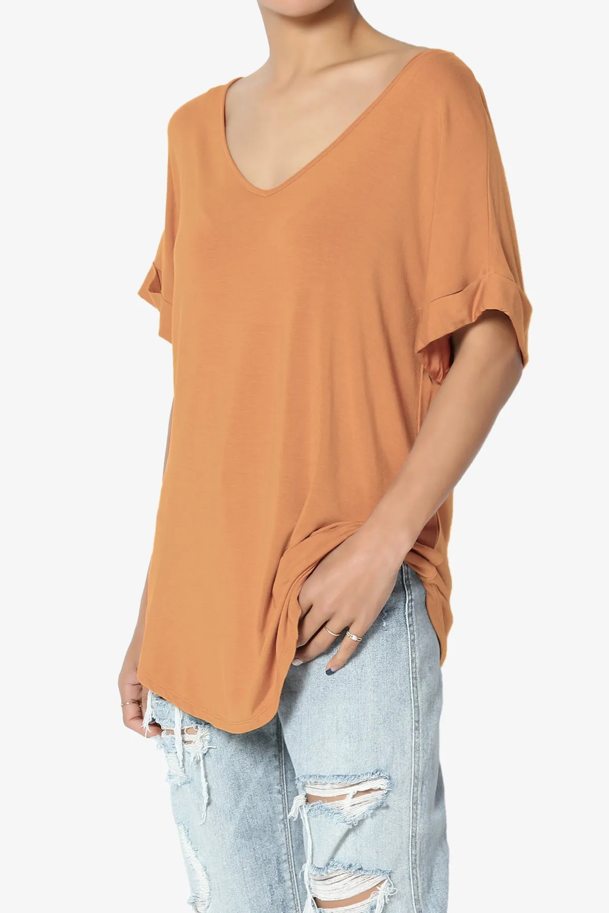 Tracey Wide V-Neck Jersey Top PLUS