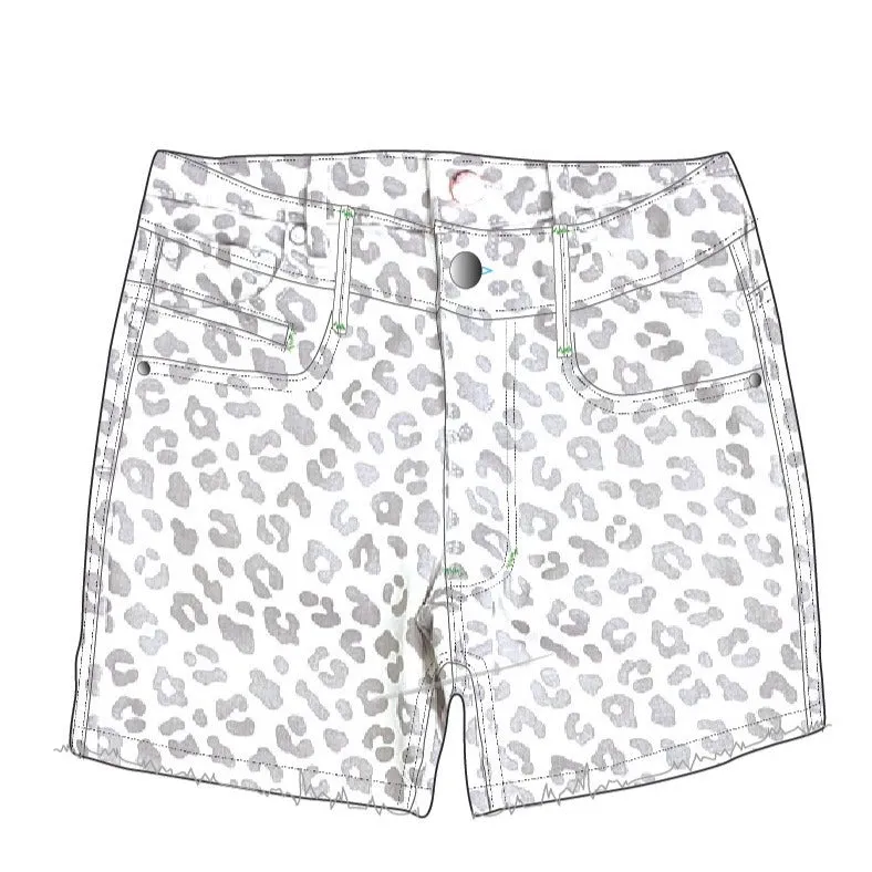 Tractr Girls Leopard Print Mid-Rise Brittany Fray Hem Shorts