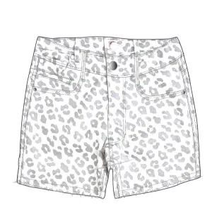 Tractr Girls Leopard Print Mid-Rise Brittany Fray Hem Shorts