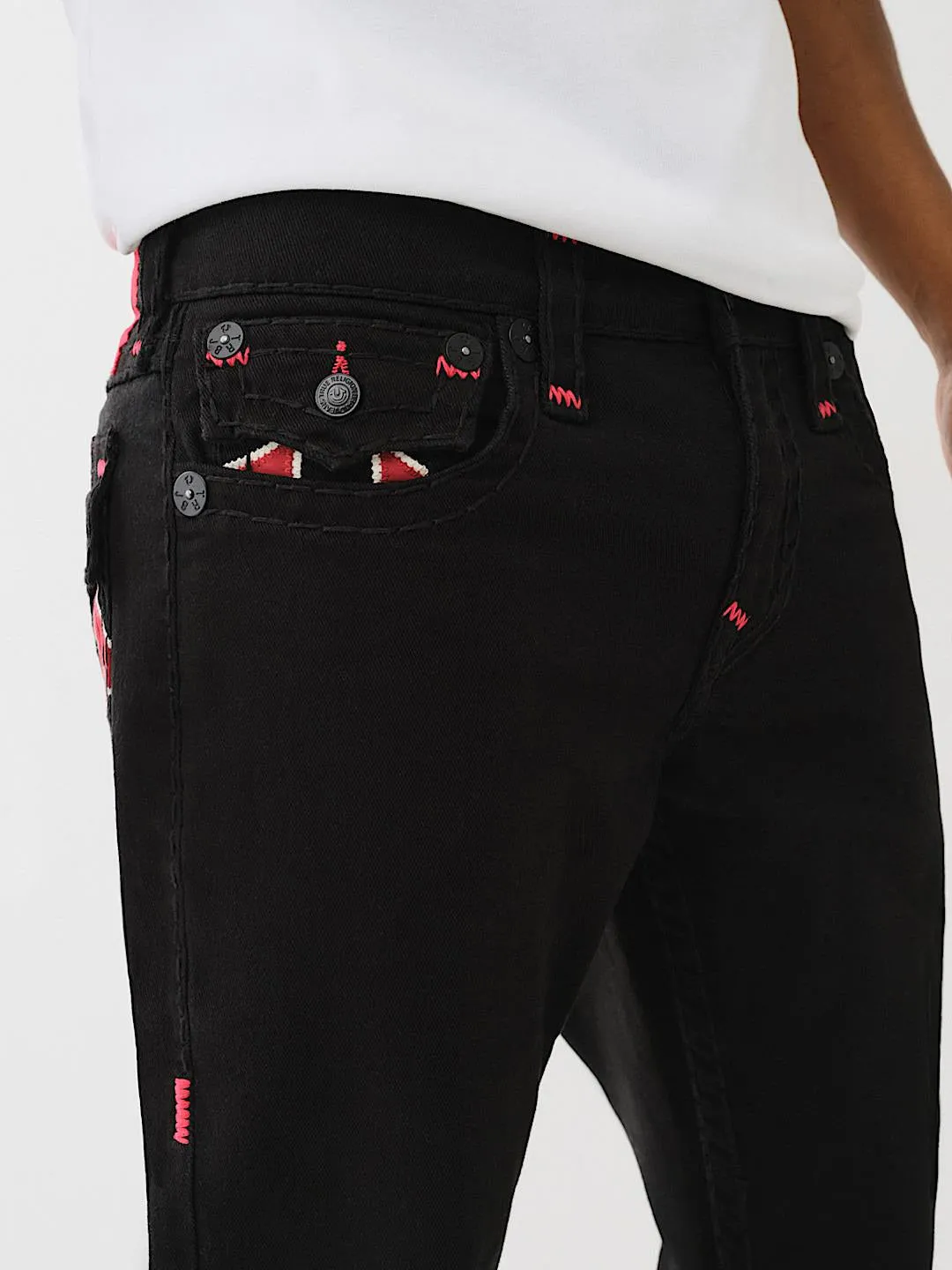 True Religion Men Black Straight Fit Solid Jeans