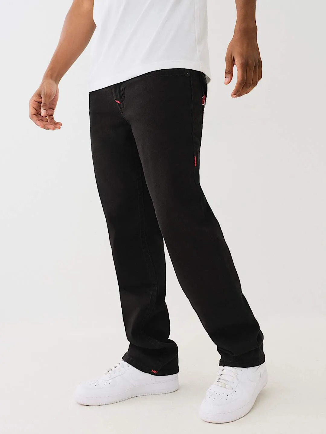 True Religion Men Black Straight Fit Solid Jeans