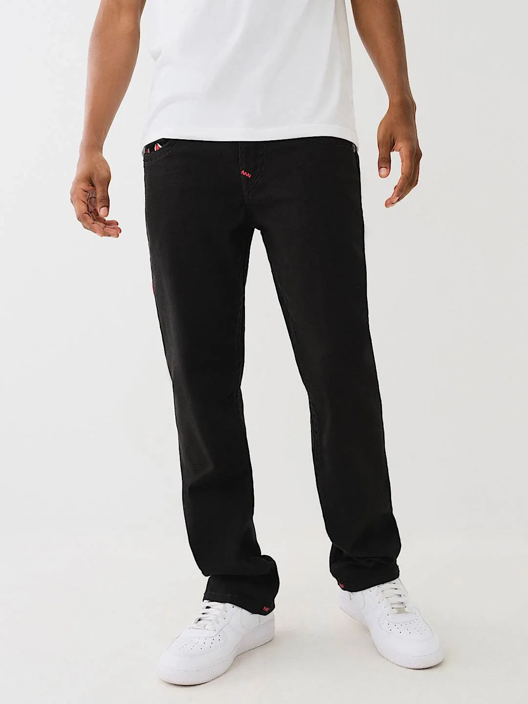 True Religion Men Black Straight Fit Solid Jeans