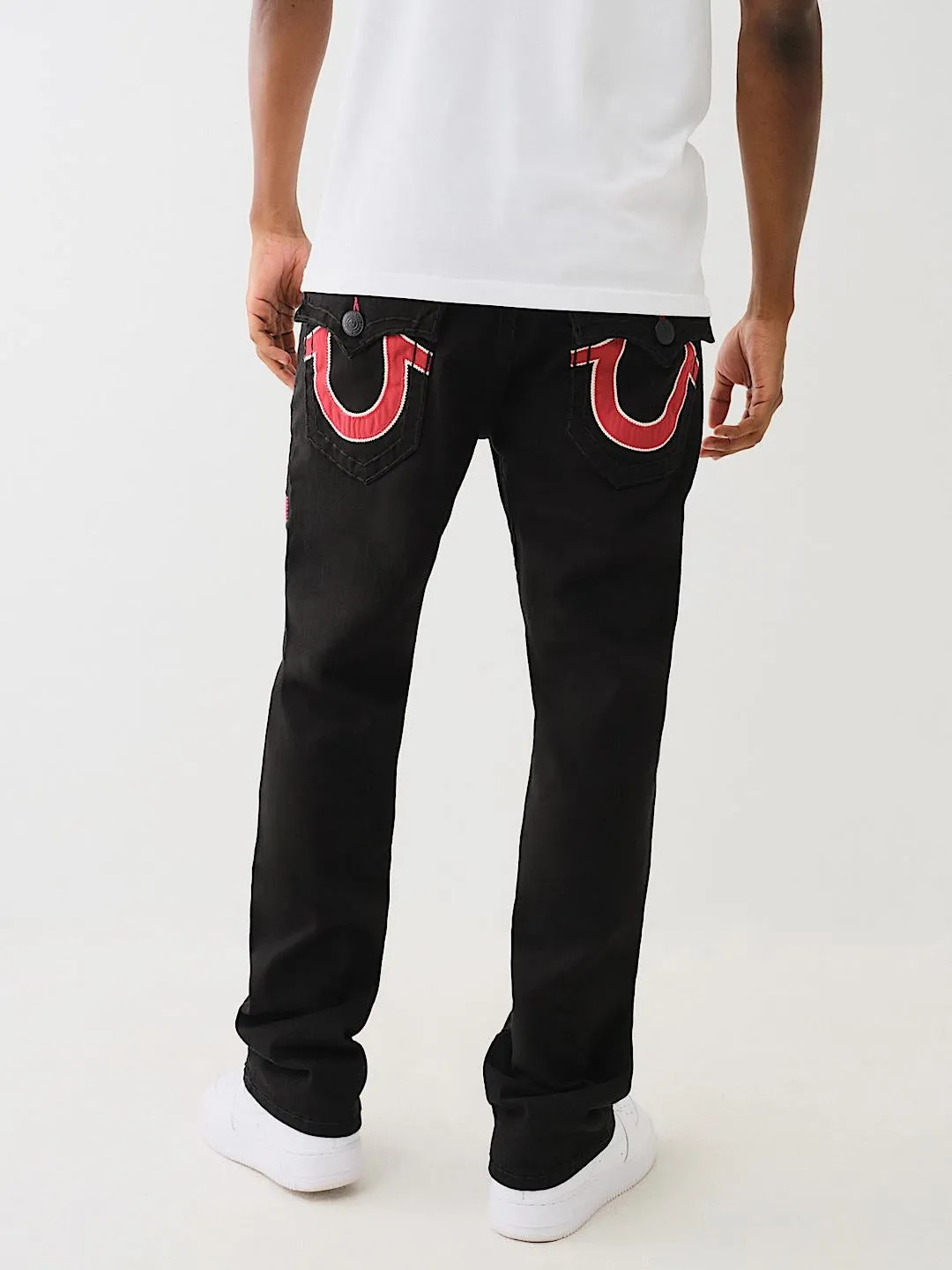 True Religion Men Black Straight Fit Solid Jeans
