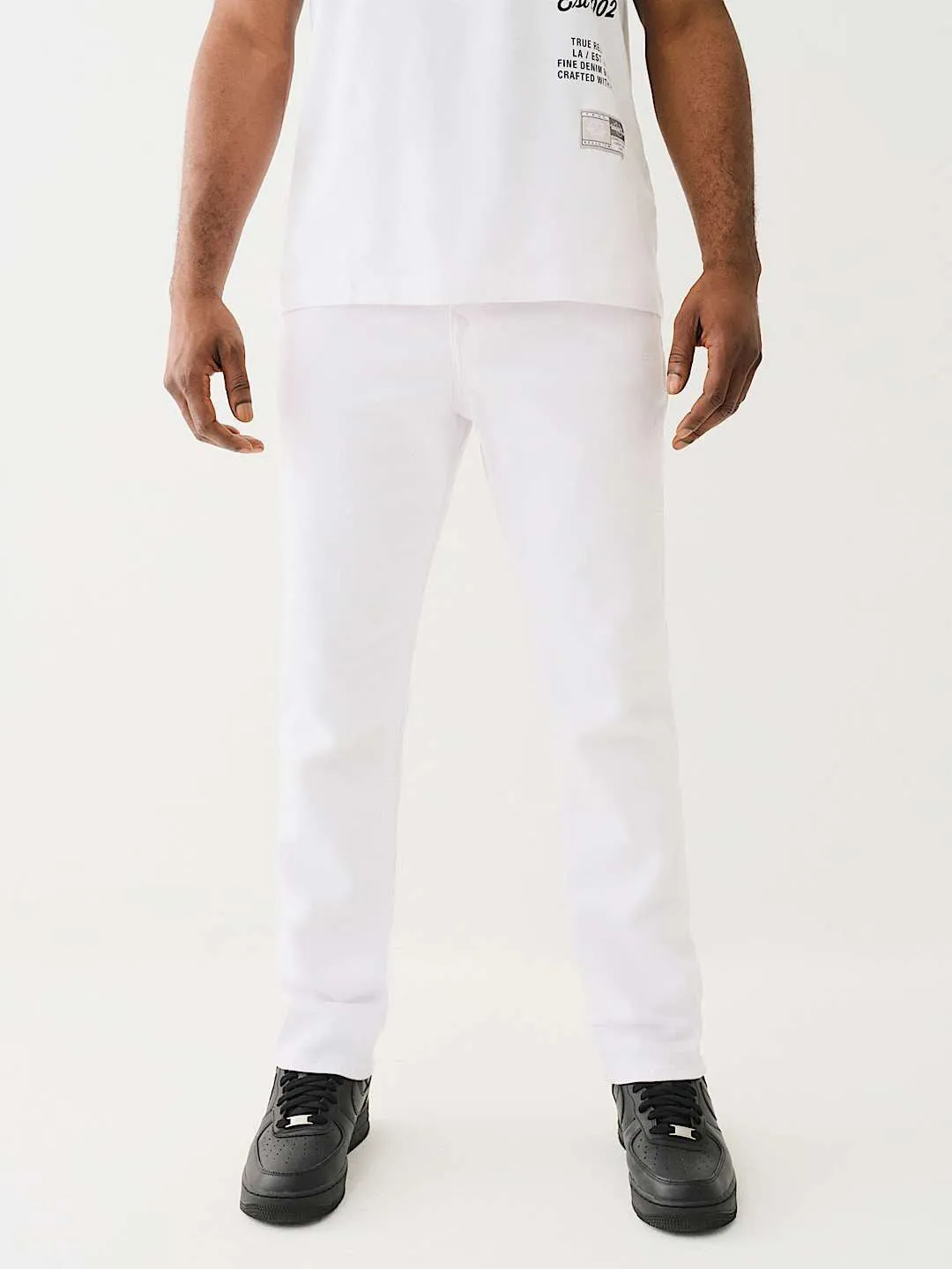 True Religion Men White Slim Fit Solid Jeans