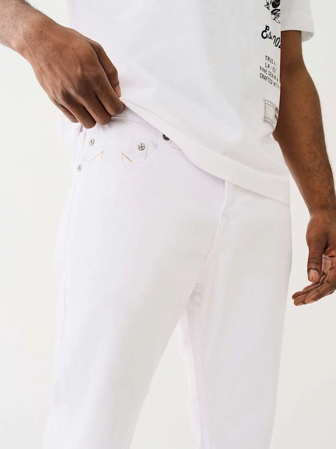 True Religion Men White Slim Fit Solid Jeans