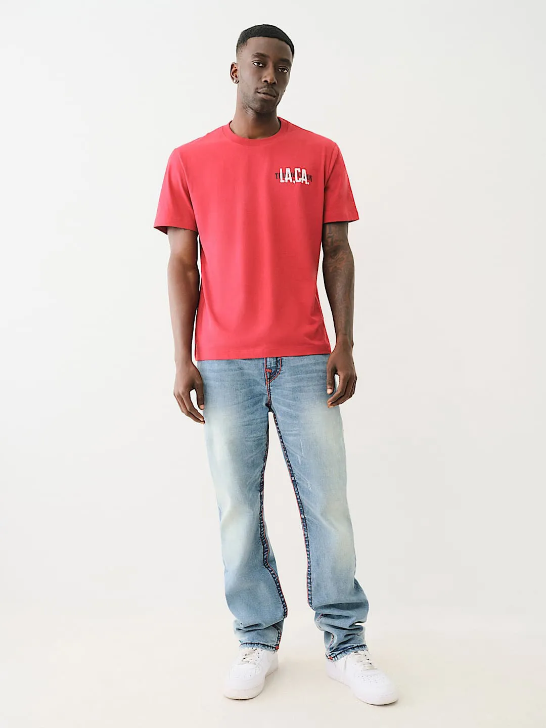True Religion Super T Ricky Straight Fit Blue Mid Rise Washed Jeans