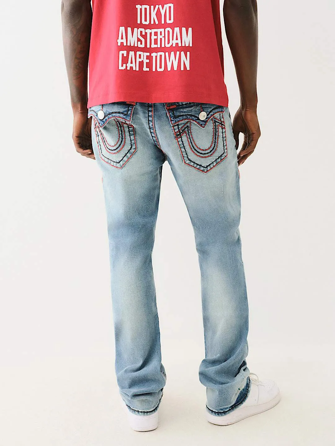 True Religion Super T Ricky Straight Fit Blue Mid Rise Washed Jeans