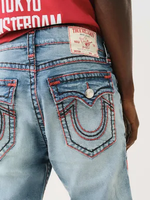 True Religion Super T Ricky Straight Fit Blue Mid Rise Washed Jeans