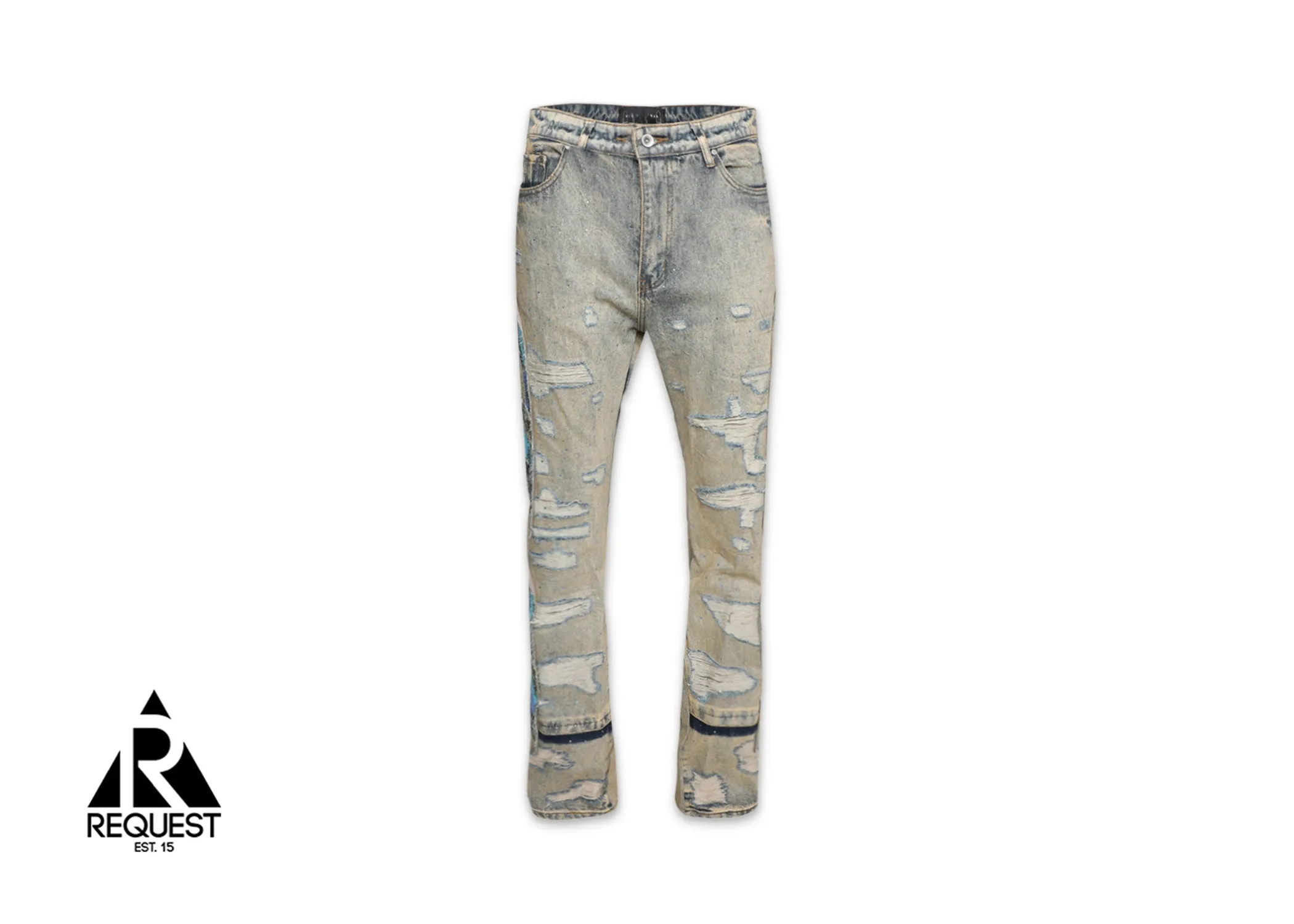 Unfurled Jeweled Denim Jeans "Mud Indigo"