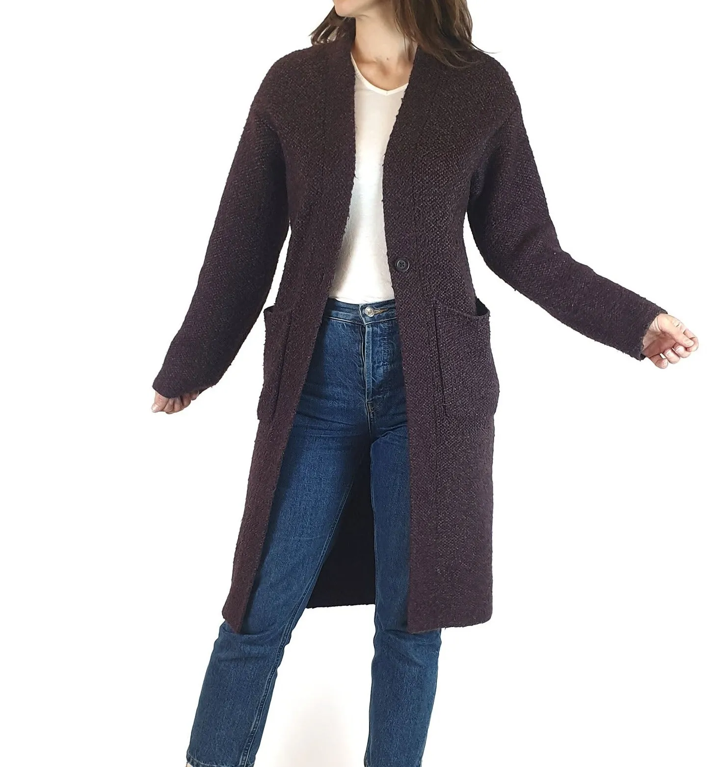 Uniqlo purple knit long cardigan size XS
