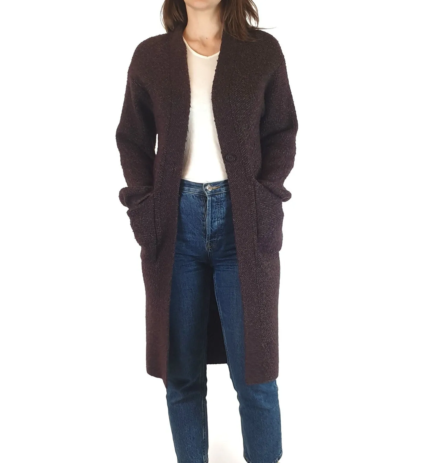 Uniqlo purple knit long cardigan size XS