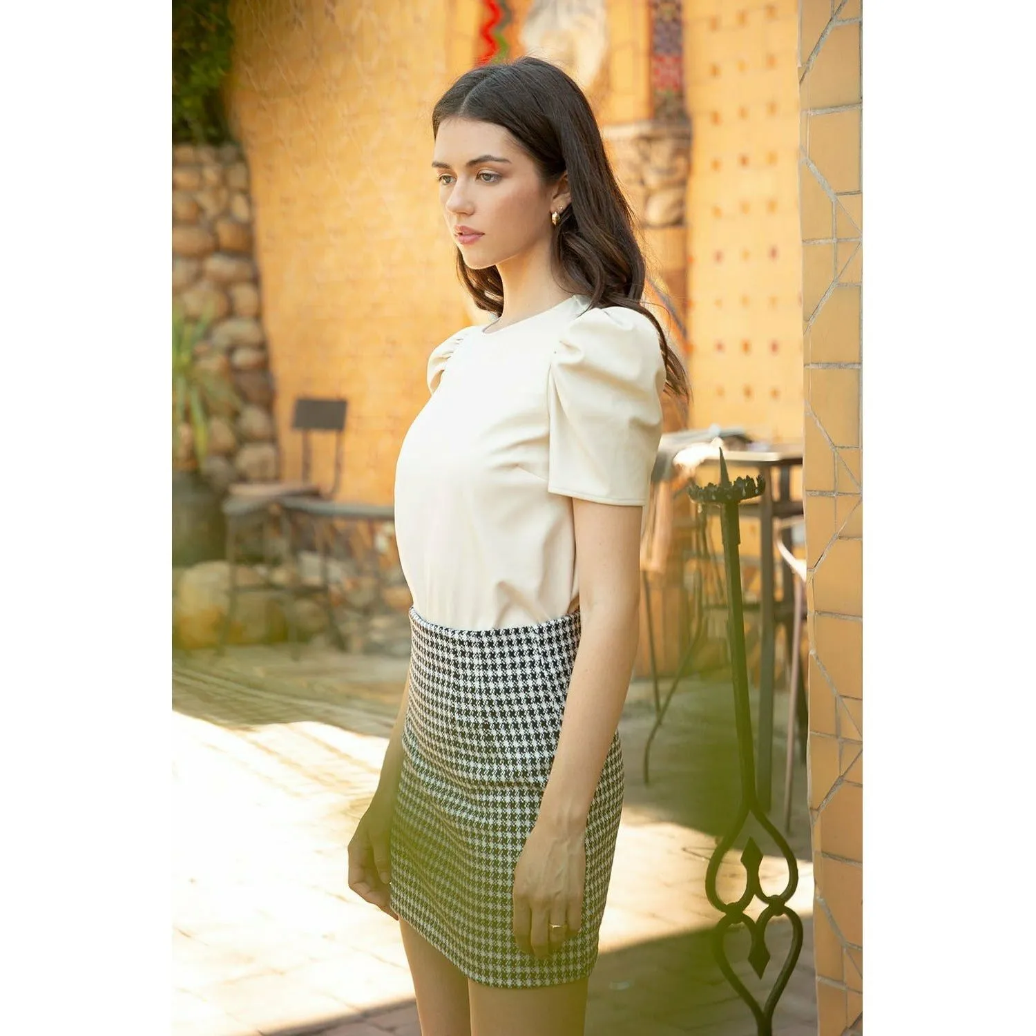 Vegan Leather Short Sleeve Top