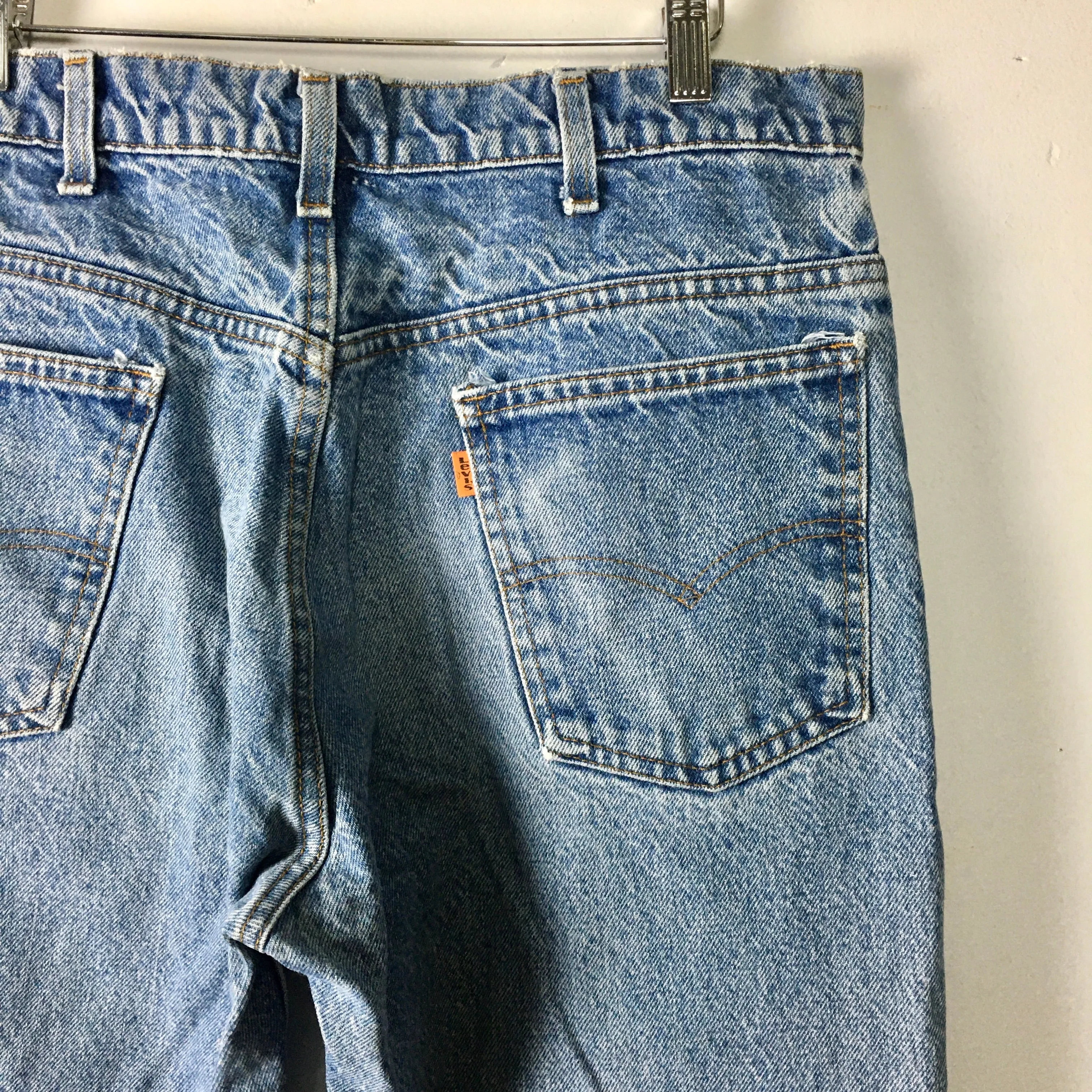 vintage 70s levis orange tab denim jeans // 32 X 34 // super distressed