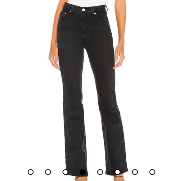 Vintage Levi’s 517 Made in USA Stretch Boot Cut Slim Fit Low Rise Black Jean NWT