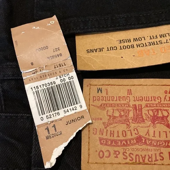 Vintage Levi’s 517 Made in USA Stretch Boot Cut Slim Fit Low Rise Black Jean NWT
