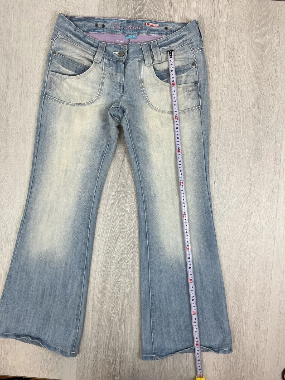 Vintage Womens Light Wash Low Rise Y2K Wide Leg Flared Lexy Slouch Jeans Size 10
