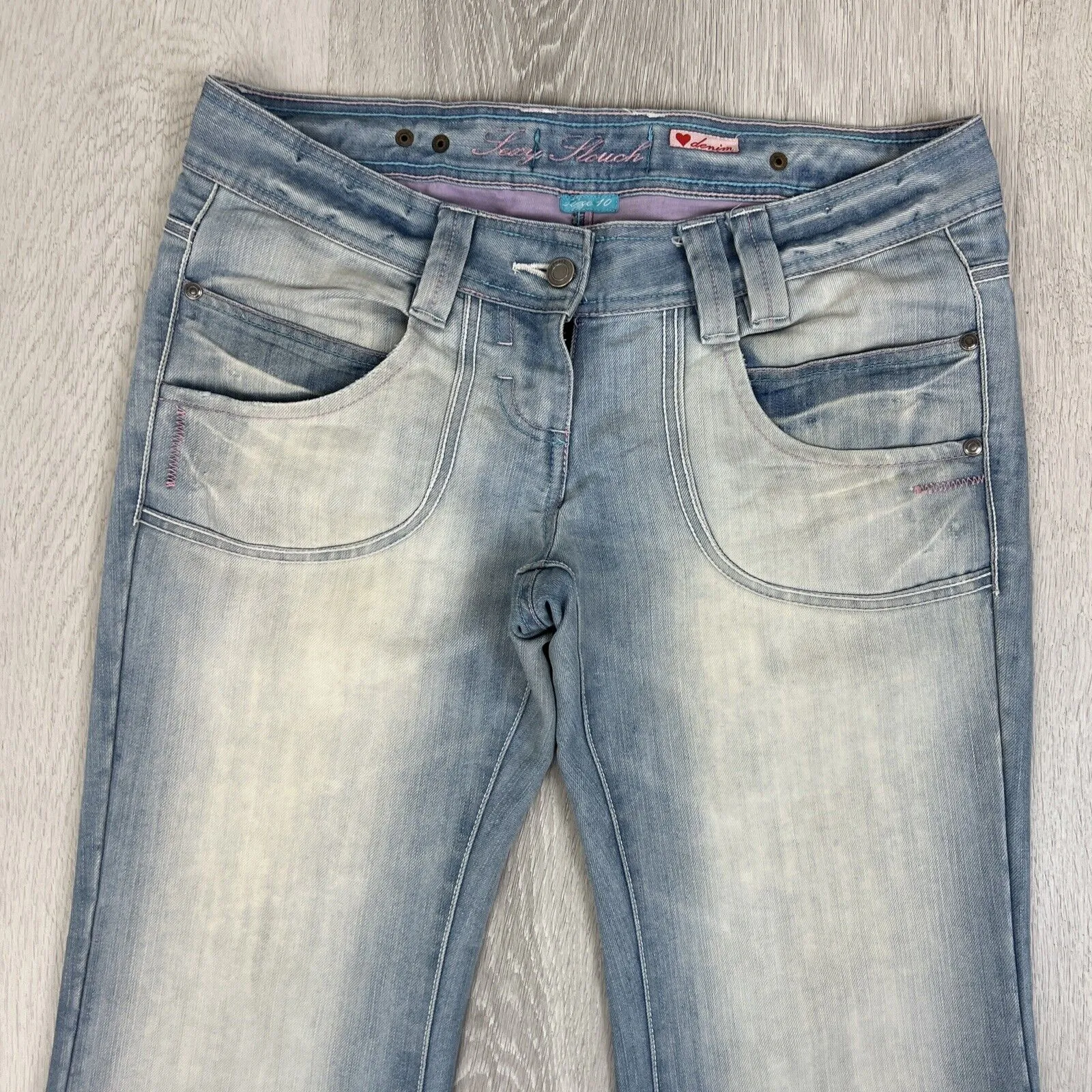 Vintage Womens Light Wash Low Rise Y2K Wide Leg Flared Lexy Slouch Jeans Size 10