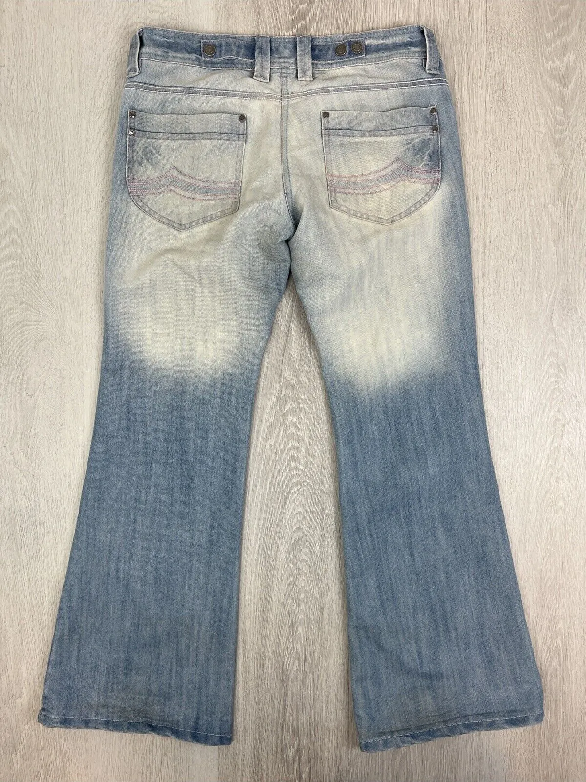 Vintage Womens Light Wash Low Rise Y2K Wide Leg Flared Lexy Slouch Jeans Size 10