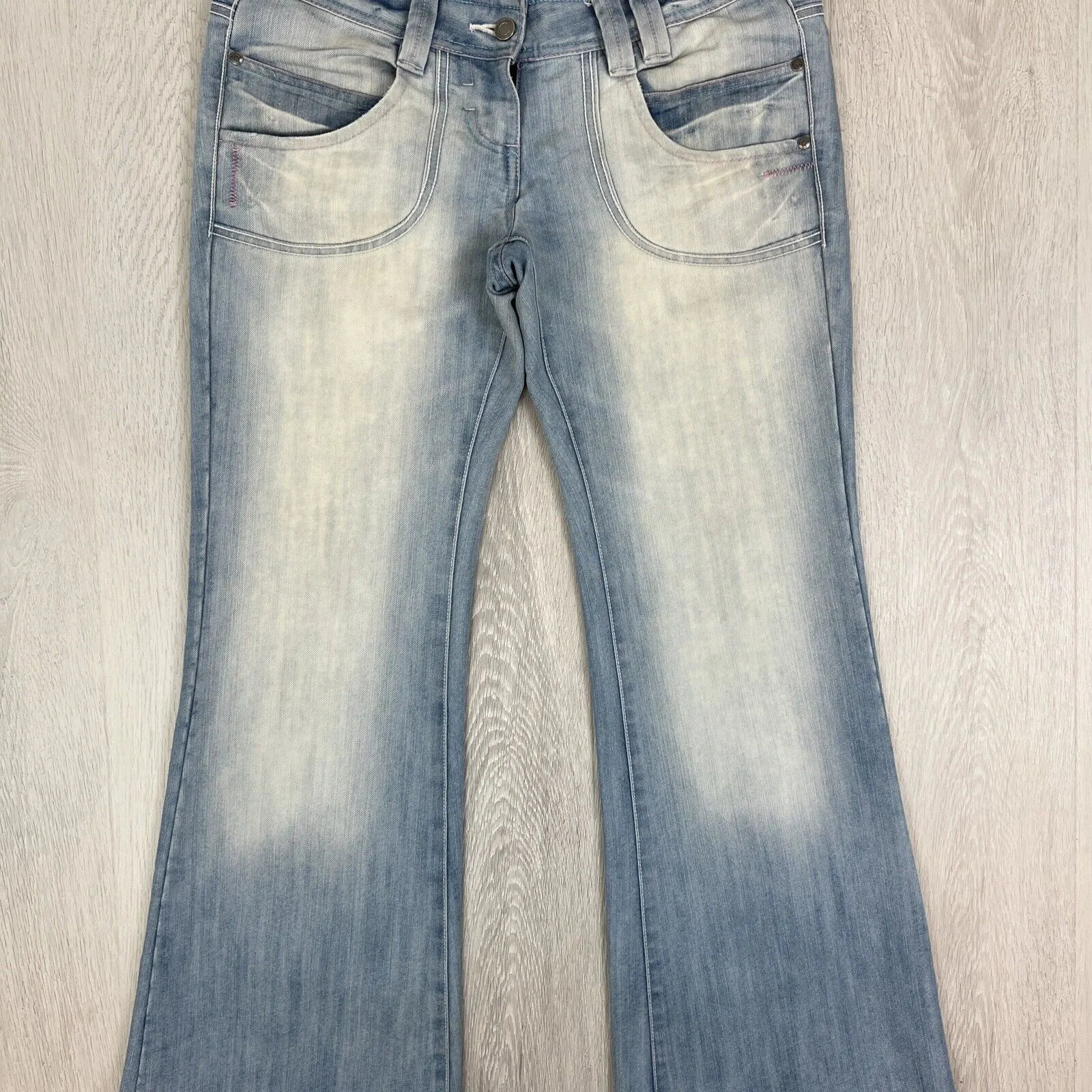 Vintage Womens Light Wash Low Rise Y2K Wide Leg Flared Lexy Slouch Jeans Size 10