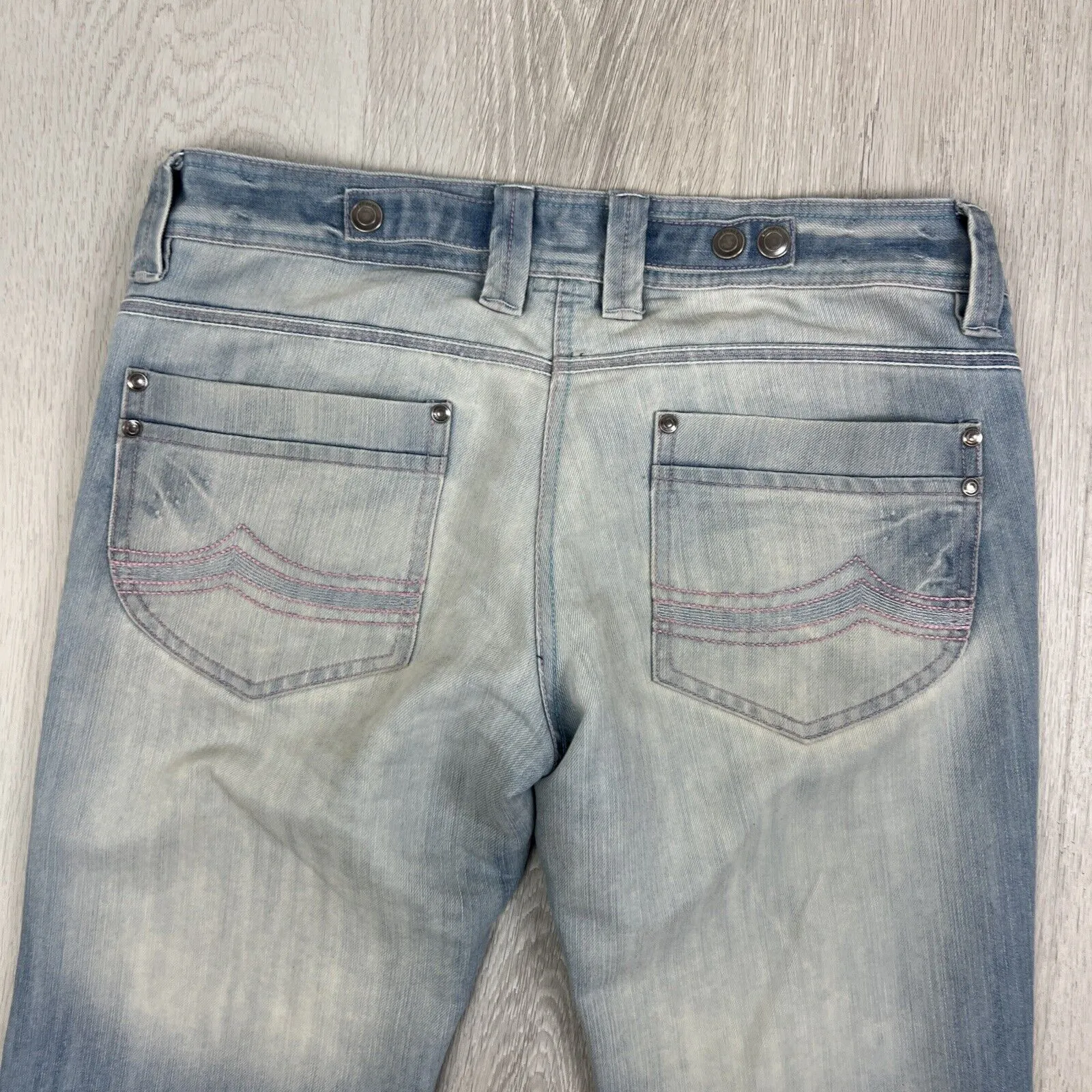 Vintage Womens Light Wash Low Rise Y2K Wide Leg Flared Lexy Slouch Jeans Size 10