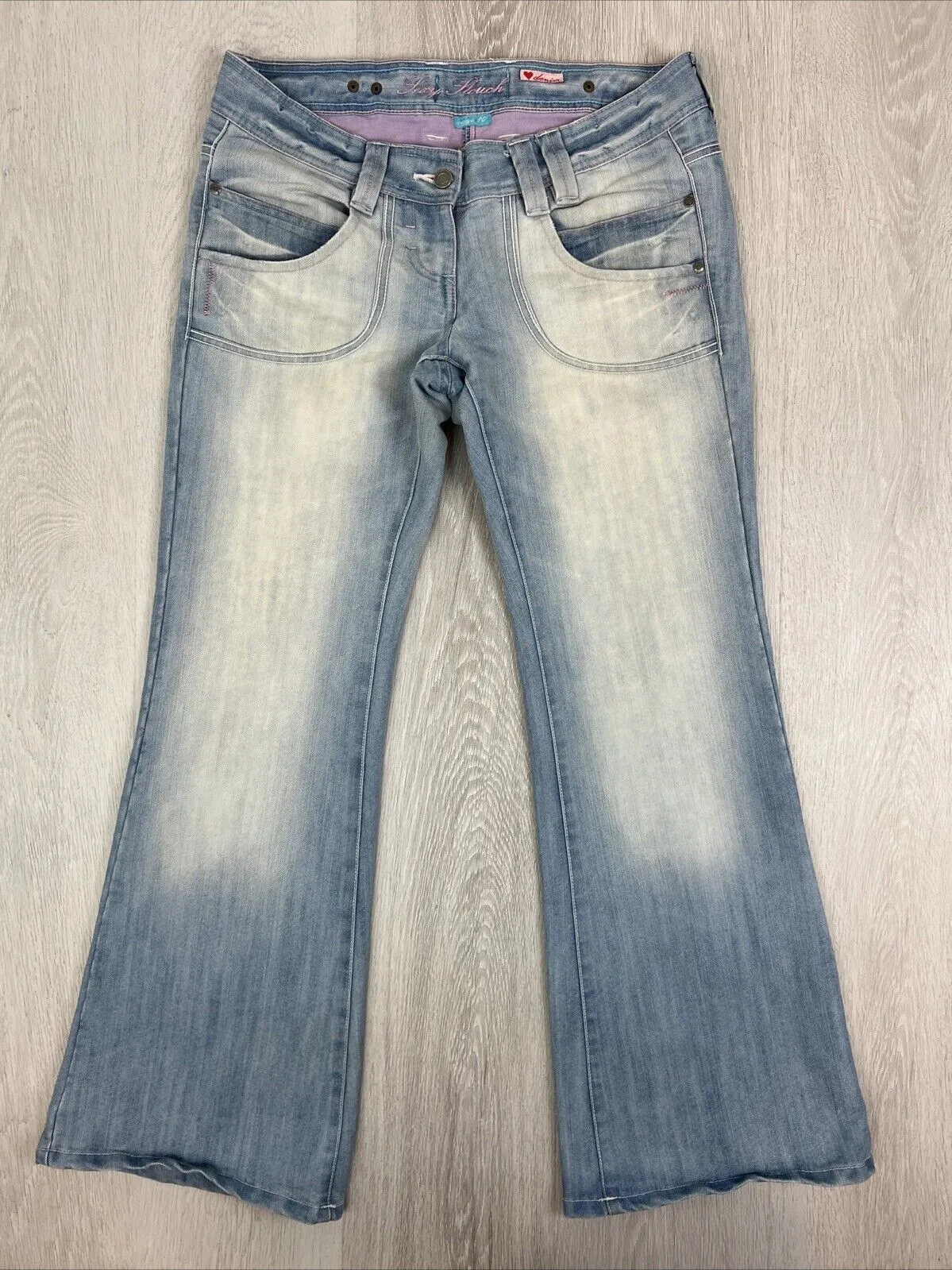 Vintage Womens Light Wash Low Rise Y2K Wide Leg Flared Lexy Slouch Jeans Size 10