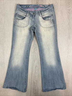 Vintage Womens Light Wash Low Rise Y2K Wide Leg Flared Lexy Slouch Jeans Size 10