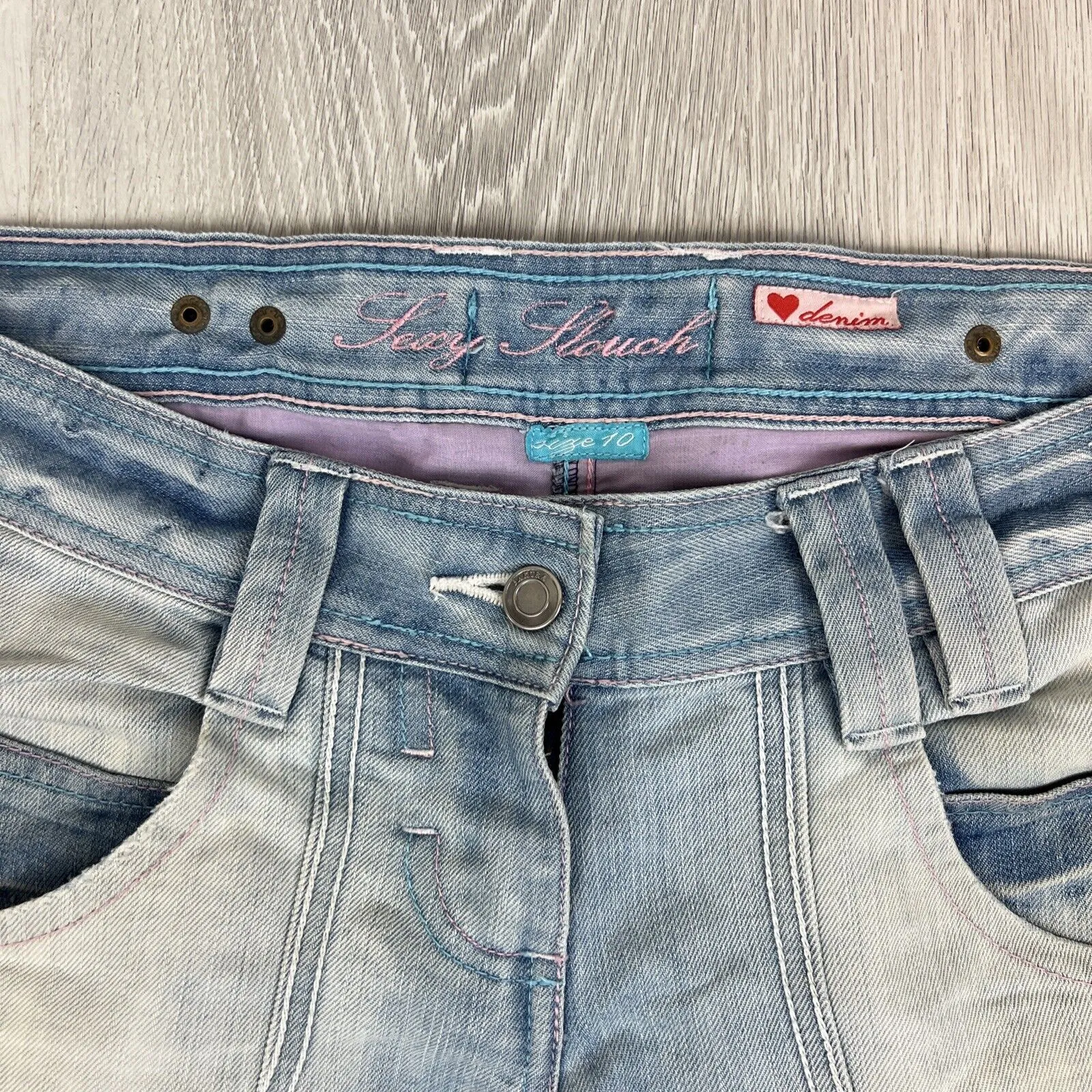 Vintage Womens Light Wash Low Rise Y2K Wide Leg Flared Lexy Slouch Jeans Size 10