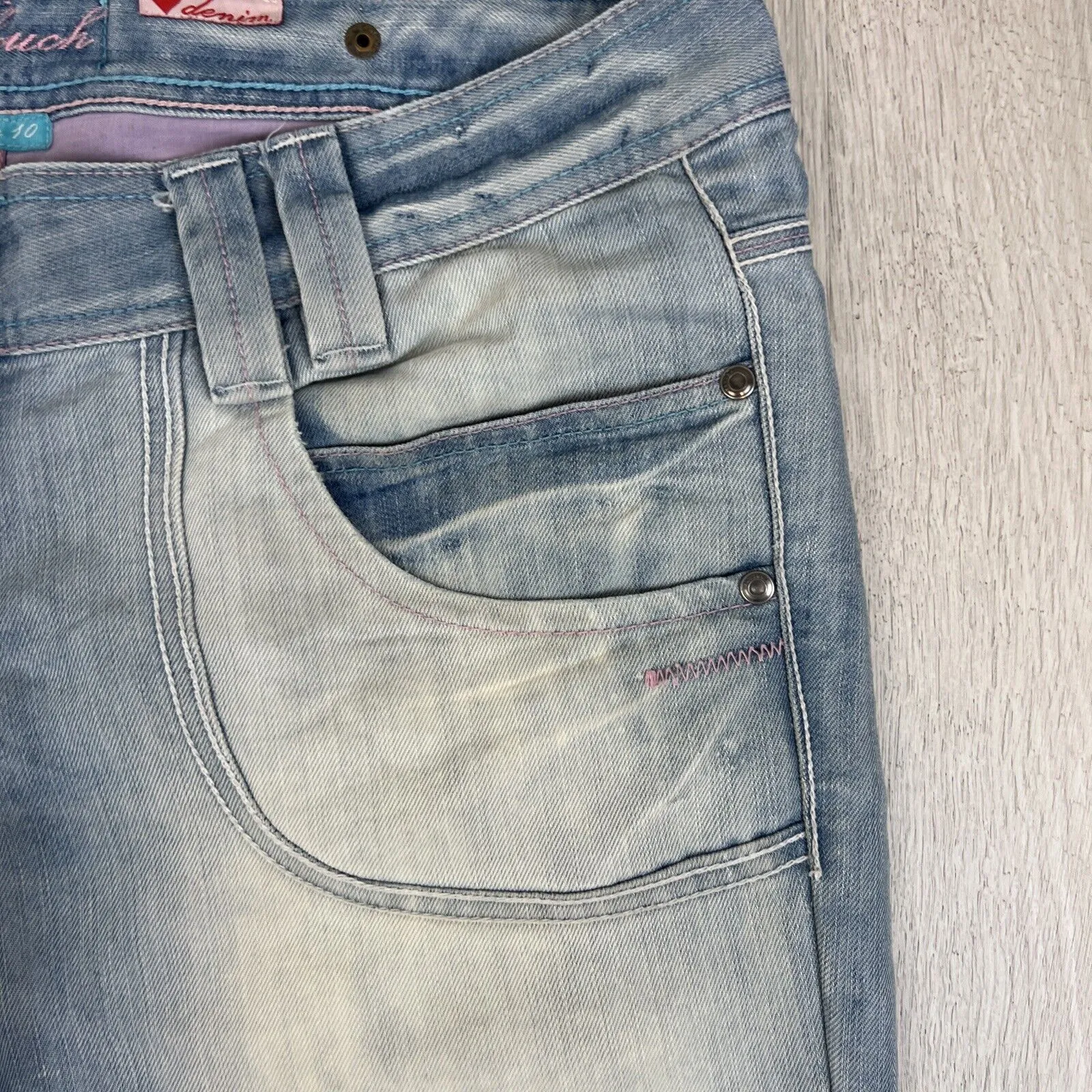 Vintage Womens Light Wash Low Rise Y2K Wide Leg Flared Lexy Slouch Jeans Size 10