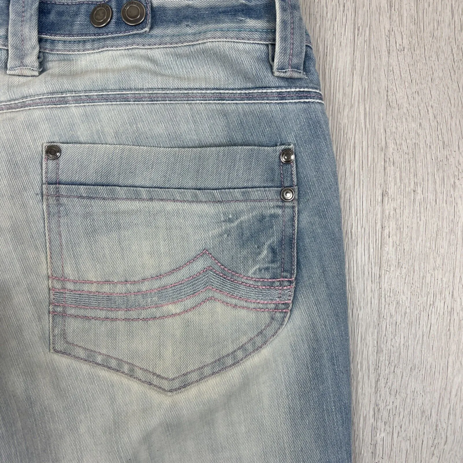 Vintage Womens Light Wash Low Rise Y2K Wide Leg Flared Lexy Slouch Jeans Size 10