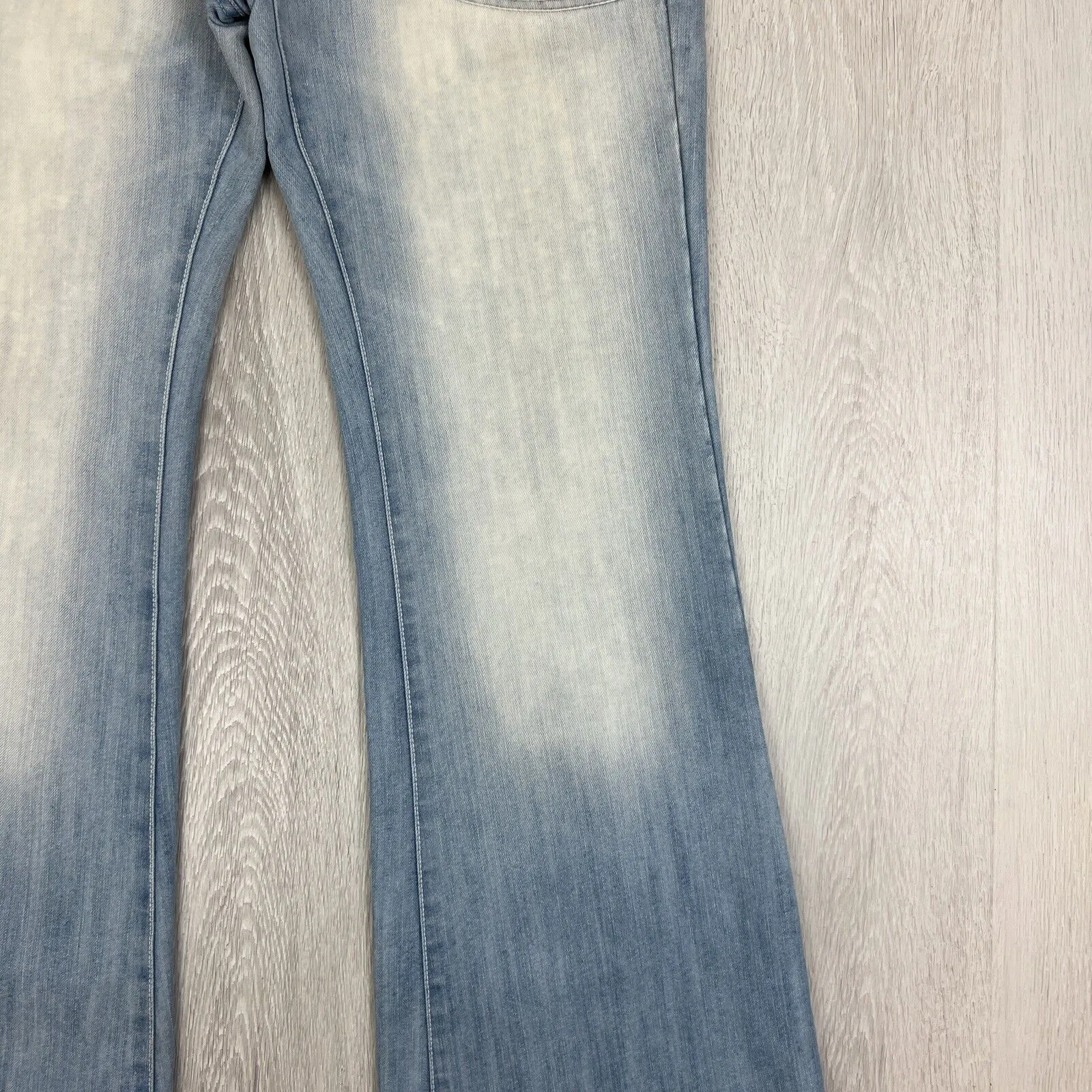 Vintage Womens Light Wash Low Rise Y2K Wide Leg Flared Lexy Slouch Jeans Size 10