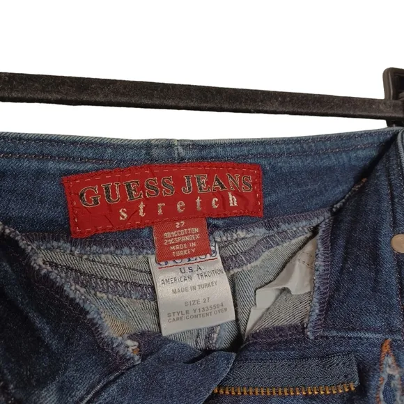 VTG GUESS JEANS STRETCH Dark Blue Wash Denim Jean Pencil Skirt 27