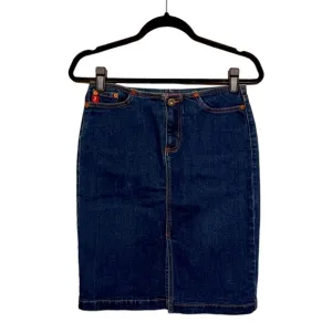 VTG GUESS JEANS STRETCH Dark Blue Wash Denim Jean Pencil Skirt 27