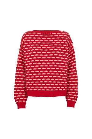 Wave Sweater - High risk red / birch