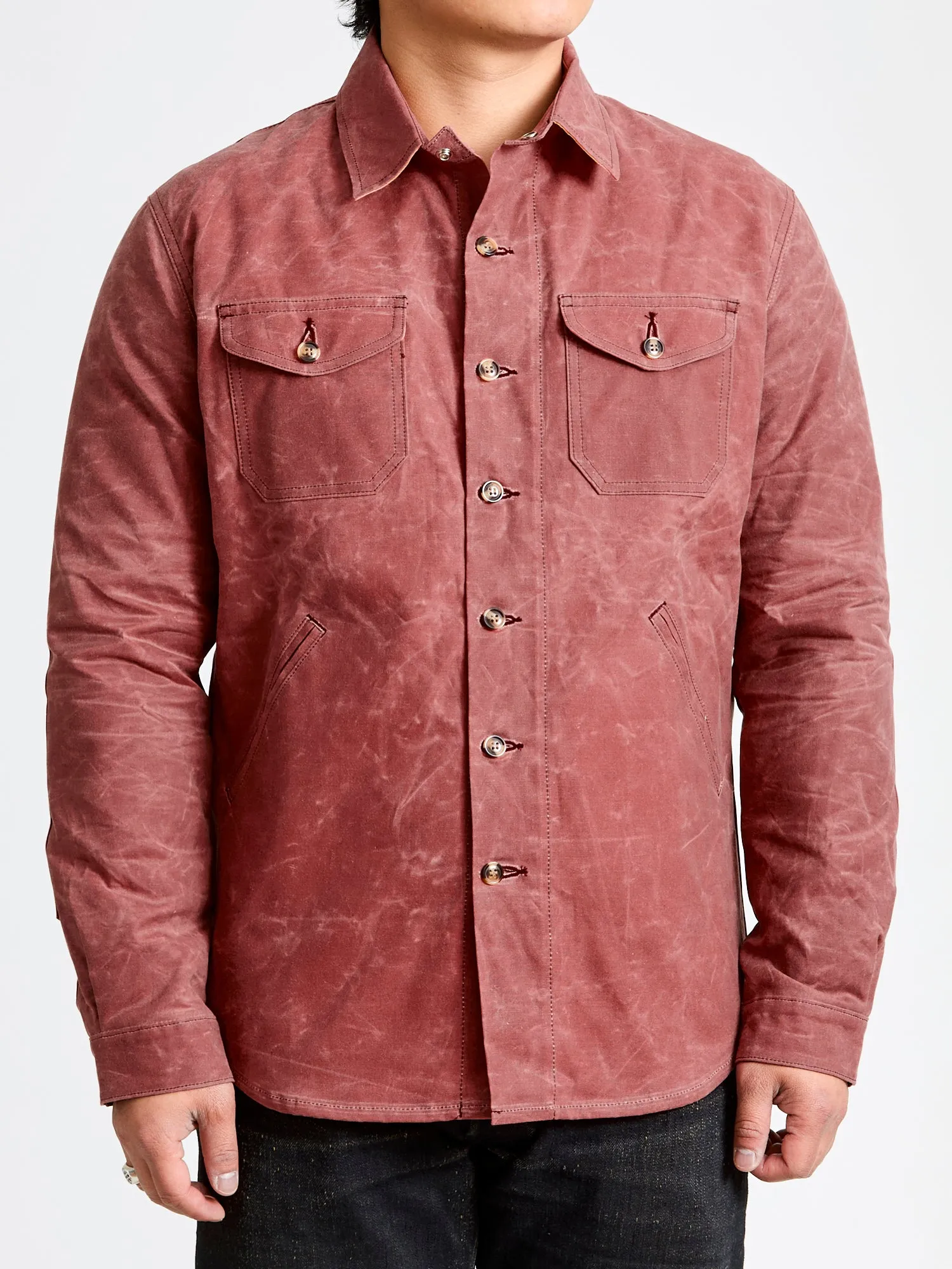 Waxed Canvas Crissman Overshirt in Nautical Red