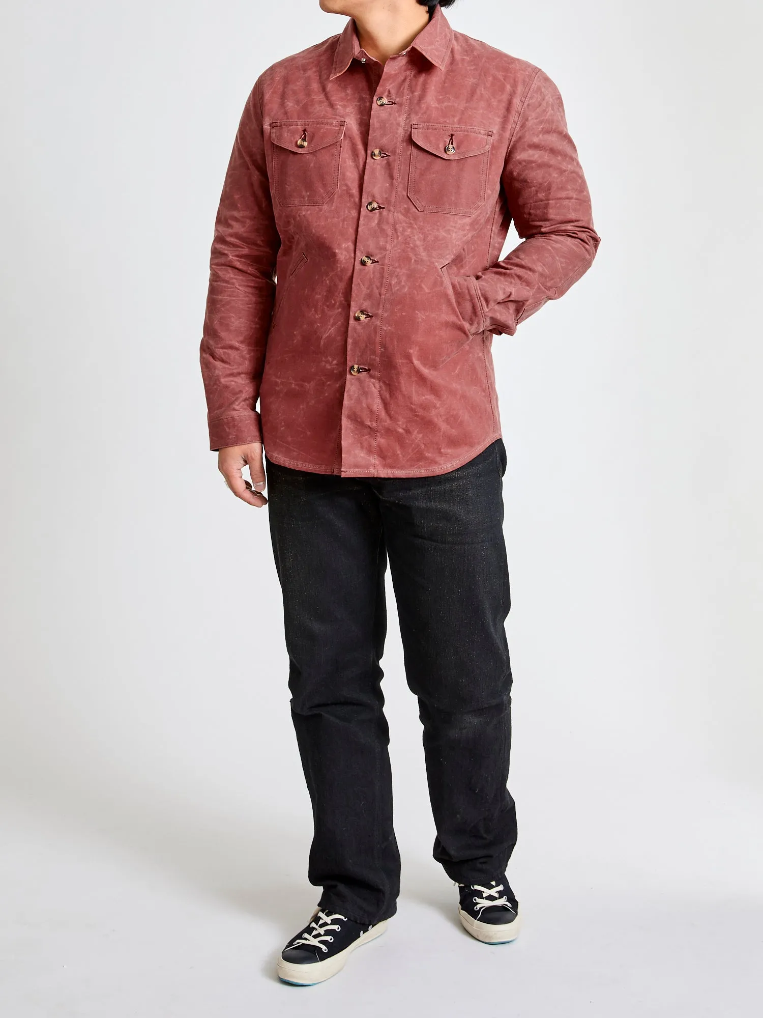 Waxed Canvas Crissman Overshirt in Nautical Red