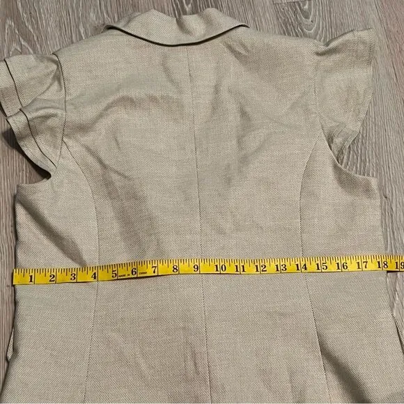 WHBM Vest Neutral tan flutter flounce sleeve studio double breast Relaxed Top 8