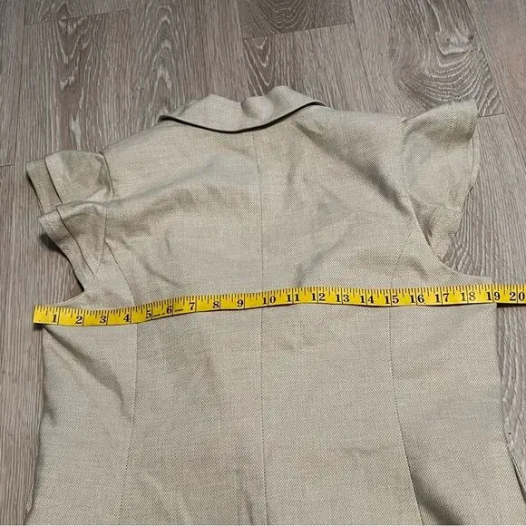 WHBM Vest Neutral tan flutter flounce sleeve studio double breast Relaxed Top 8